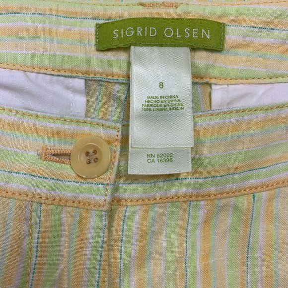 Sigrid Olsen 8 Capri Pants 32 X 21  Striped Yellow - Picture 4 of 6